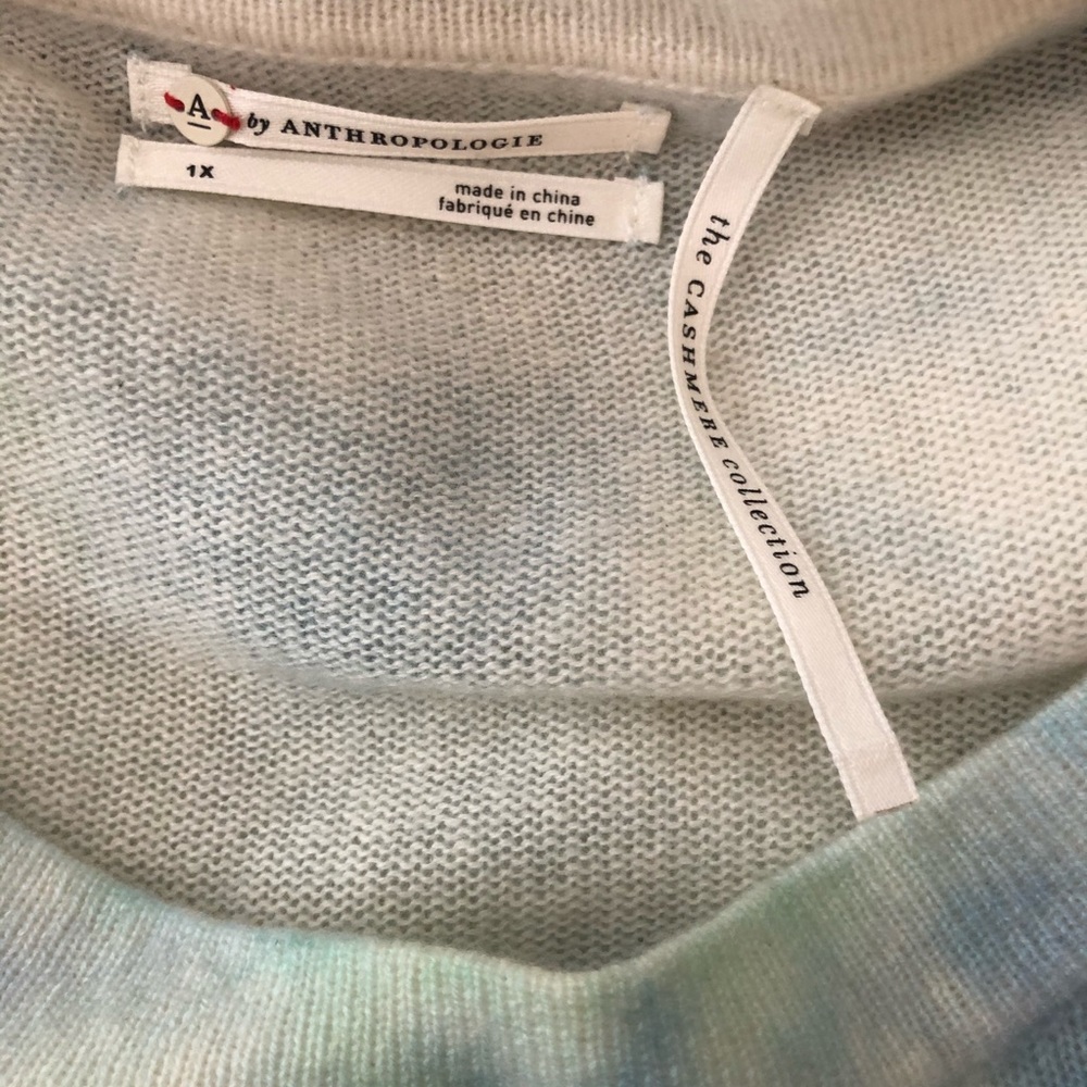 NWT Anthropologie A+ tie dye cashmere crew neck sweater, size 1X - Picture 4 of 7